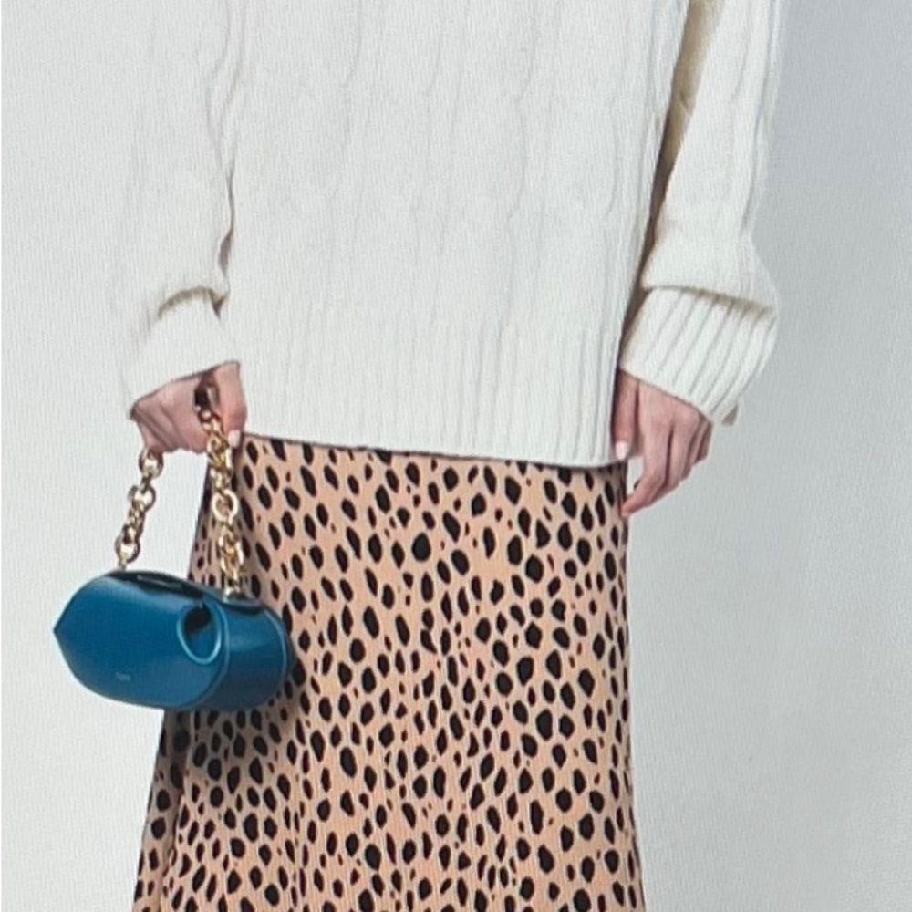 Reformation Tan and Black Leopard Print Midi Skirt